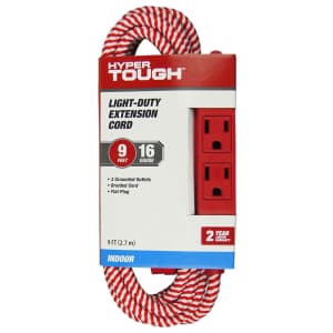 Hyper Tough 3-Outlet 9 Foot Fabric Extension Cord for $3