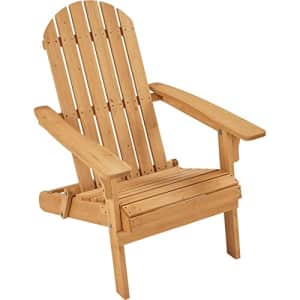 Yaheetech Folding Adirondack Chair Set of 1 Outdoor, 300LBS Solid Wood Garden Chair Weather for $66