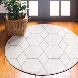 Unique Loom Trellis Frieze Collection Lattice Moroccan Geometric Modern Round Rug, 3 Feet, for $20