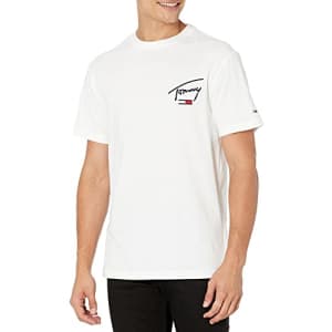 Tommy Hilfiger Men's Tommy Jeans Short Sleeve Graphic T Shirt, YBR-White, X-Small for $21