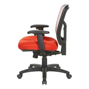 Office Star Fabric Seat and Mesh Back Manager's Chair with Adjustable Arms, Red for $156