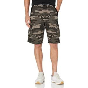 Beverly Hills Polo Club Men's Basic Cargo Shorts Non-Belted, Black Camo 6054A, 30 for $18