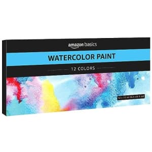 Amazon Basics Watercolor Paint Set Tubes 12-Count for $7