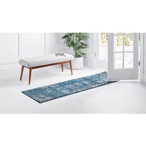 Unique Loom Sofia Collection Area Rug - Casino (3' 3" x 19' 8" Runner, Blue/ Ivory) for $99