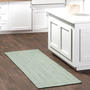 nuLOOM 2' 6" x 6' Rigo Jute Hand Woven Area Rug, Green, Solid Farmhouse Design, Natural Fiber, for for $48 nuLOOM 2' 6" x 6' Rigo Jute Hand Woven Area Rug, Green, Solid Farmhouse Design, Natural Fiber, for for $48