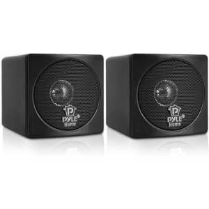 Pyle 100W Mini Cube Bookshelf Speakers for $23
