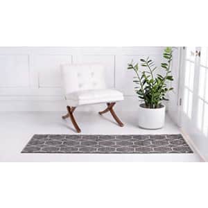 Unique Loom Trellis Frieze Collection Lattice Moroccan Geometric Modern Dark Gray Runner Rug (2' 0 for $25