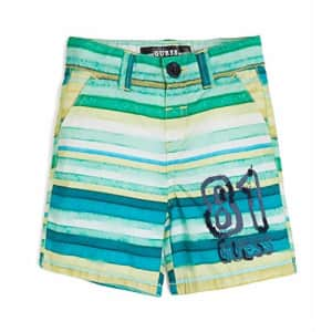 GUESS Boys' Little Printed POPLIN Short, Multicolor Stripes, 5 for $10