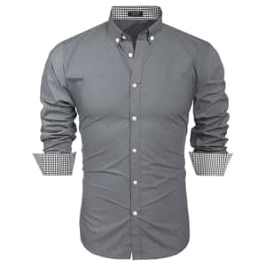 Men's Slim Fit Button Down Dress Shirt for $10