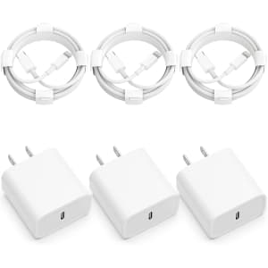 20W MFi-Certified USB-C Wall Charger 3-Pack for $12