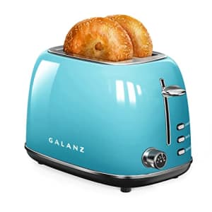 Galanz Retro 2-Slice Toaster 1.5" Wide Slot with 6 Browning Levels, Dust cover Removable Crumb for $45