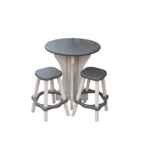 Leisure Accents Patio Table Set with Two Barstools - Warm Grey Base with Deep Grey Accents - for $160