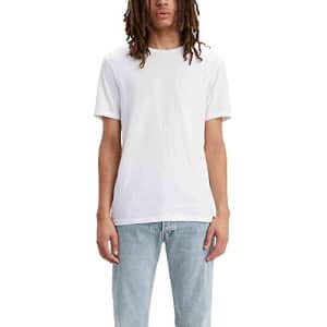 Levi's Men's Slim Fit Crewneck Tee Shirt (2-Pack), White + White, Medium for $17