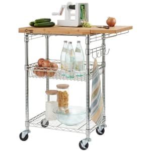 Trinity Pro EcoStorage Expandable Bamboo-Top Kitchen Cart for $127 Trinity Pro EcoStorage Expandable Bamboo-Top Kitchen Cart for $127