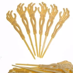 Fun Express Skeleton Hand Plastic Food Pick (set of 72) Halloween Party Supplies for $12