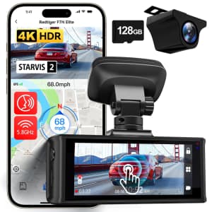 Redtiger F7N Elite 4K HDR 5.8GHz Front & Rear Dash Cam w/ 128GB Card for $136