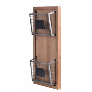 Stylewell Wood Wall Organizer w/ 2 Metal Wire Baskets for $22