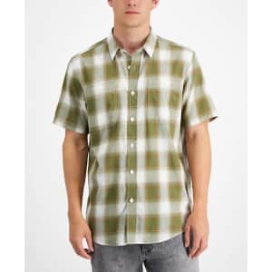 Sun + Stone Men's Devon Regular-Fit Plaid Twill Shirt for $13