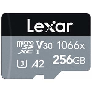 Lexar Professional 1066x 256GB microSDXC UHS-I Card w/SD Adapter Silver Series, Up to 160MB/s Read for $22