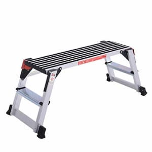 Giantex Aluminum Platform Non-Slip Folding Work Bench Drywall Stool Ladder 330lbs Capacity for $100