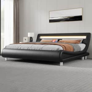 Yitahome King Leather Platform Bed Frame for $230