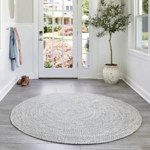 nuLOOM Wynn Braided Indoor/Outdoor Area Rug, 6' Round, Light Grey/Salt and Pepper for $84