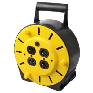 Woods 25-Foot Extension Cord Reel with 4-Outlets for $18