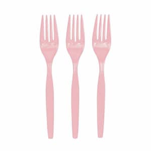 Fun Express - Light Pink Plastic Forks (50 Pc) - Party Supplies - Solid Tableware - Cutlery - 50 for $6