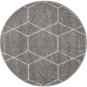 Unique Loom Trellis Frieze Collection Area Rug - Geometric (3' Round, Light Gray/ Ivory) for $20 Unique Loom Trellis Frieze Collection Area Rug - Geometric (3' Round, Light Gray/ Ivory) for $20