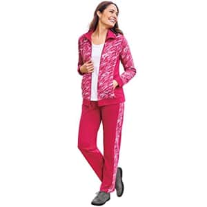 AmeriMark Womens Activewear Pant Set Zipper Jacket Pockets and Pull On Pants Currant 1X for $27 AmeriMark Womens Activewear Pant Set Zipper Jacket Pockets and Pull On Pants Currant 1X for $27