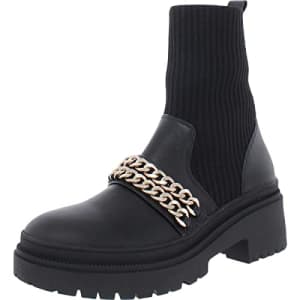 Steve Madden Zyla Black Leather Pull On Chain Detailed Moto Fitted Bootie (1, 9) for $20 Steve Madden Zyla Black Leather Pull On Chain Detailed Moto Fitted Bootie (1, 9) for $20
