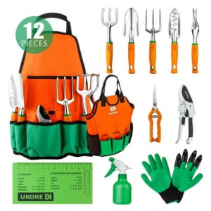 Ukoke 12-Piece Aluminum Garden Tools Set for $18