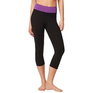 SHAPE activewear Women's Reef Crop Pant, Black/Amaranth, X-Small for $49