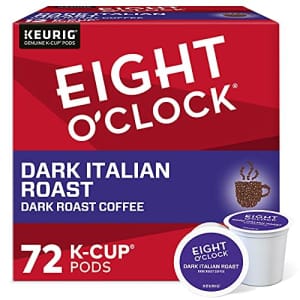 Eight O'Clock Coffee Dark Italian Roast Keurig Single-Serve K-Cup Pods, Dark Roast Coffee, 72 Count for $46