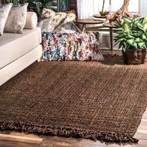 nuLOOM Natura Collection Chunky Loop Jute Rug, 4' x 6', Chocolate for $120