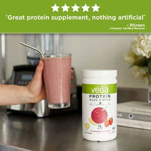 Vega Protein Made Simple - Strawberry Banana (10 Servings), 9.3 Oz - Delicious Plant Based Healthy for $15