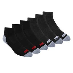 PUMA mens 6 Pack Quarter Crew fashion liner socks, Black/Dark Grey, 10 13 US for $18