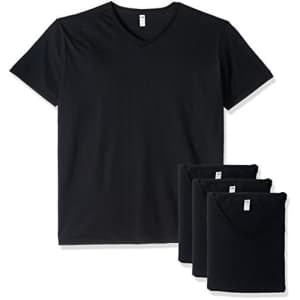 Fruit of the Loom Men's Lightweight Cotton V-Neck T-Shirt Multipack, Black (4 Pack), XXX-Large for $19