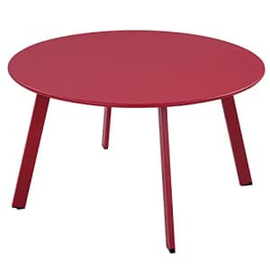Grand patio Round Steel Patio Coffee Table, Weather Resistant Outdoor Large Side Table, Red for $55