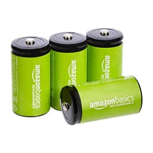 Amazon Basics 4-Pack Rechargeable C Cell NiMH Batteries, 5000 mAh, Recharge up to 1000x Times, for $13