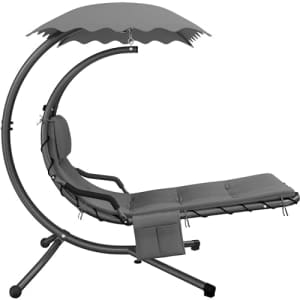 Yaheetech Outdoor Hanging Chaise Lounge Chair Hammock Chair w/Built-in Pillow and Removable Canopy for $162