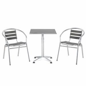 Outsunny 3-Piece Outdoor Patio Bistro Table Set with Aluminum Frame, Woodgrain-Style Tabletop & for $150