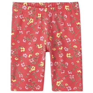 The Children's Place Girls Print Bike Shorts, Coral Rose, Small (5/6) for $7