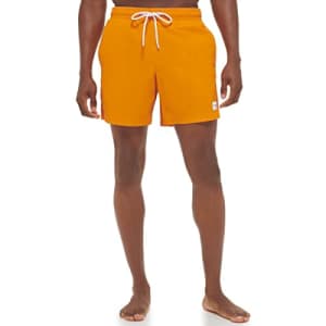 Calvin Klein Men's Standard UV Protected Quick Dry Swim Trunk, Orange, XX-Large for $21