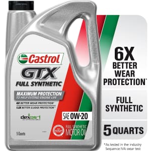 Castrol GTX Full Synthetic 0W-20 Motor Oil 5-Quart Jug for $20 via Sub & Save
