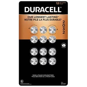 12 Duracell DL2032 Duralock Lithium Batteries Cell Button Electronics (2x6) for $17