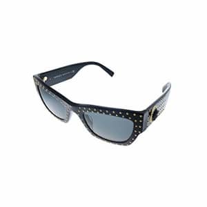 Versace VE 435 GB1/ Black/Gold Plastic Rectangle Sunglasses Grey Lens for $78