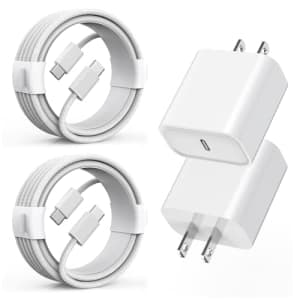 iPhone / iPad 20W USB-C Fast Charger 2-Pack w/ Cables for $10