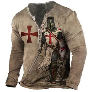 Men's Graphic Templar Cross T-Shirt for $13