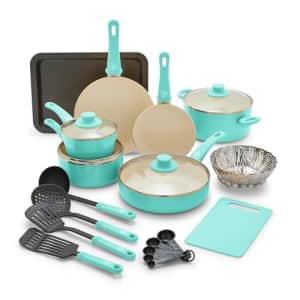 GreenLife Soft Grip Healthy Ceramic Nonstick 18 Piece Kitchen Cookware Pots and Frying Sauce Saute for $69 GreenLife Soft Grip Healthy Ceramic Nonstick 18 Piece Kitchen Cookware Pots and Frying Sauce Saute for $69